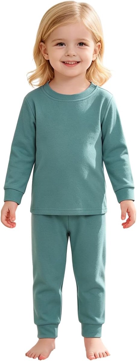 Kinderpyjama voor meisjes, tweedelige pyjama, bovendeel + broek, set van 2-9 jaar, peuterpak, lange mouwen, huispak, effen, 2-delig, nachtkleding, zachte loungewear