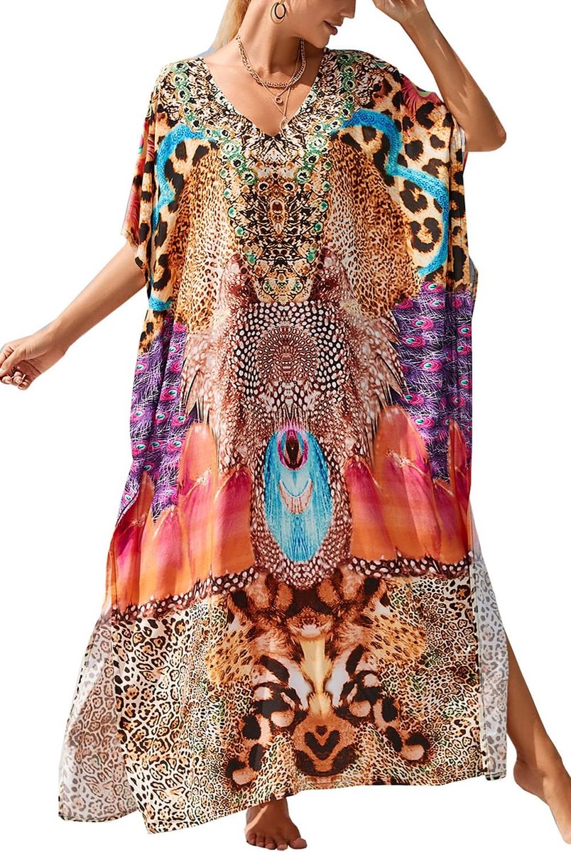 Strandjurk voor dames, lange strandjurk, kimono, maxi-kaftan, cover-ups