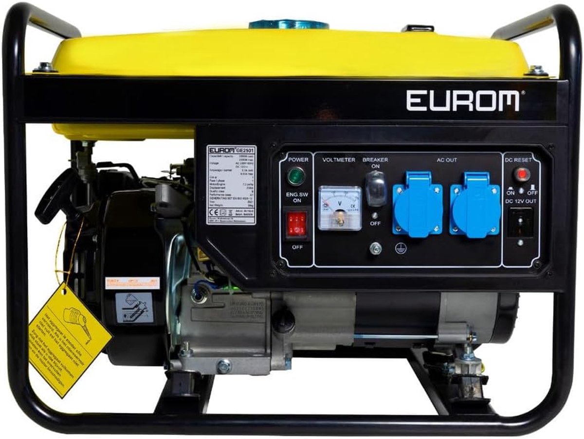 Industrohome Portable Power Generator 2200W - Compacte Benzine Generator met 2 Stopcontacten 230V