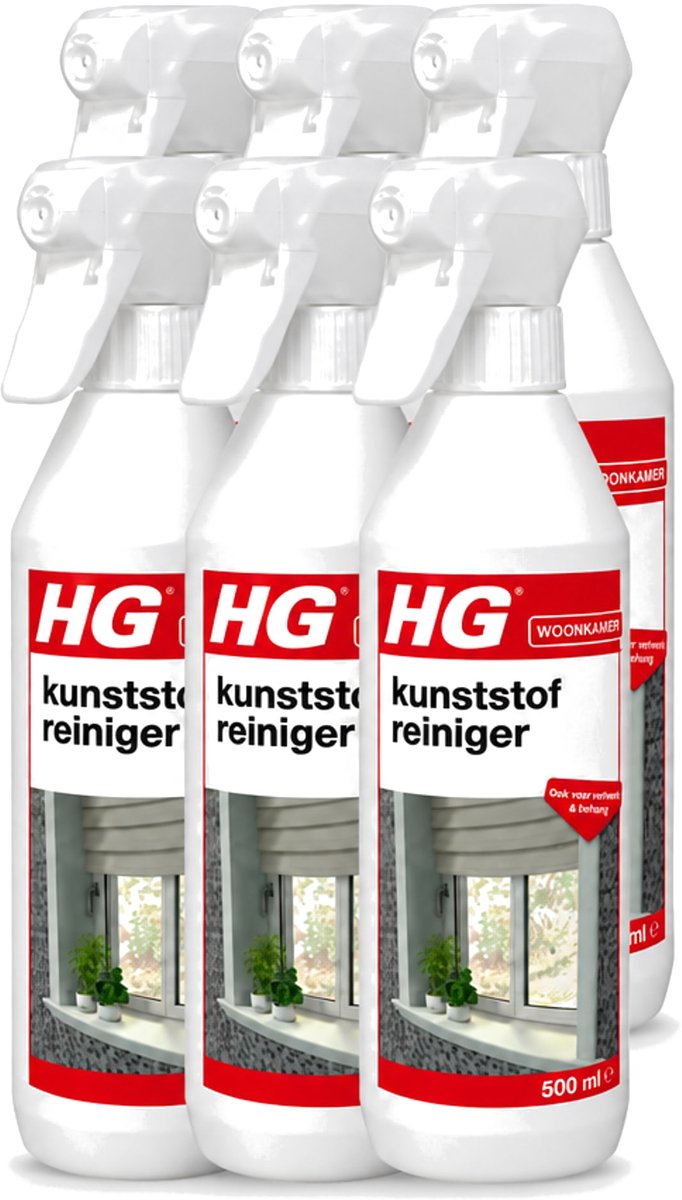 6 x HG - Kunststofreiniger Spray - Ook Voor Verfwerk & Behang - 500 ml - Voordeelverpakking - 6 stuks