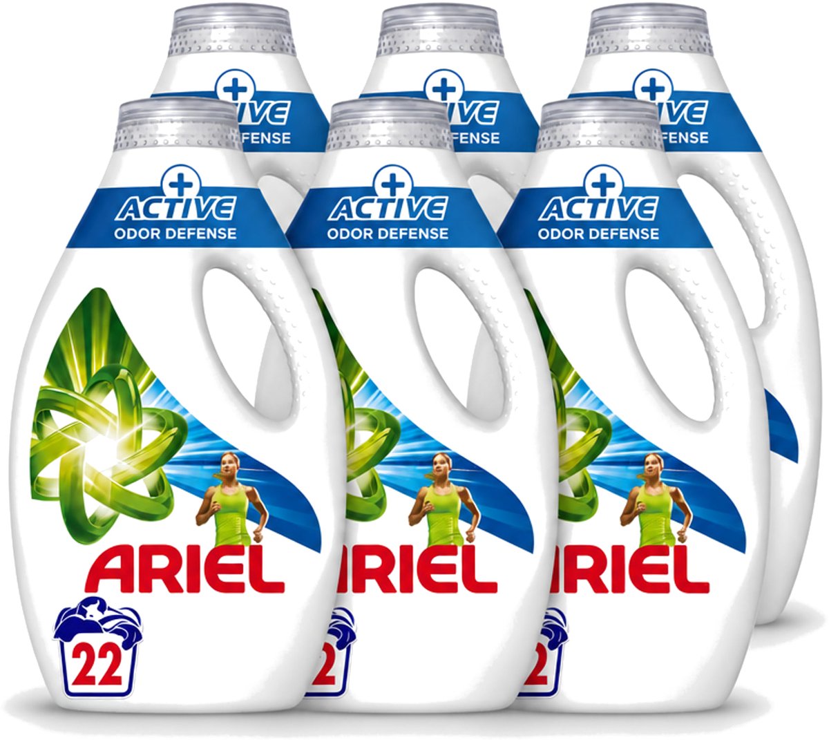 6 x Ariel – Vloeibaar Wasmiddel – Active Odor Defense – 990 ml – 22 wasbeurten - Voordeelverpakking - 6 stuks