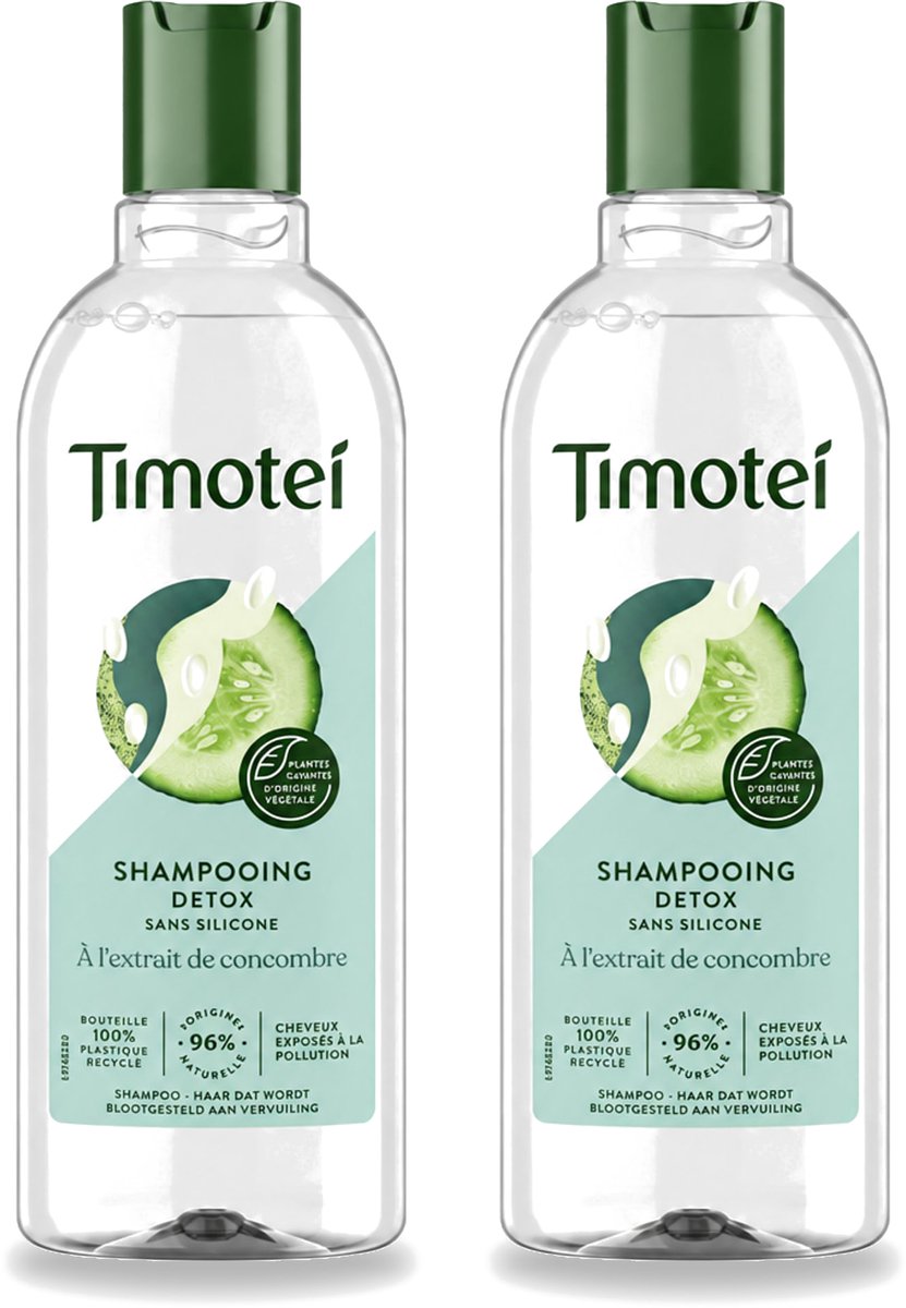2 x Timotei - Shampoo - Detox - Komkommerextract - 300ml - Bulkverpakking - 2 stuks