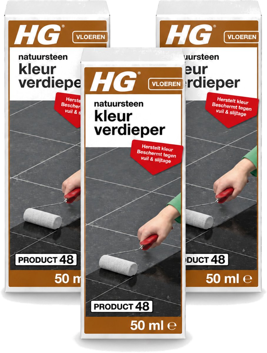 3 x HG - Natuursteen Kleurverdieper - Herstelt Kleur - Beschermt Tegen Vuil & Slijtage - 50 ml - Voordeelverpakking - 3 stuks
