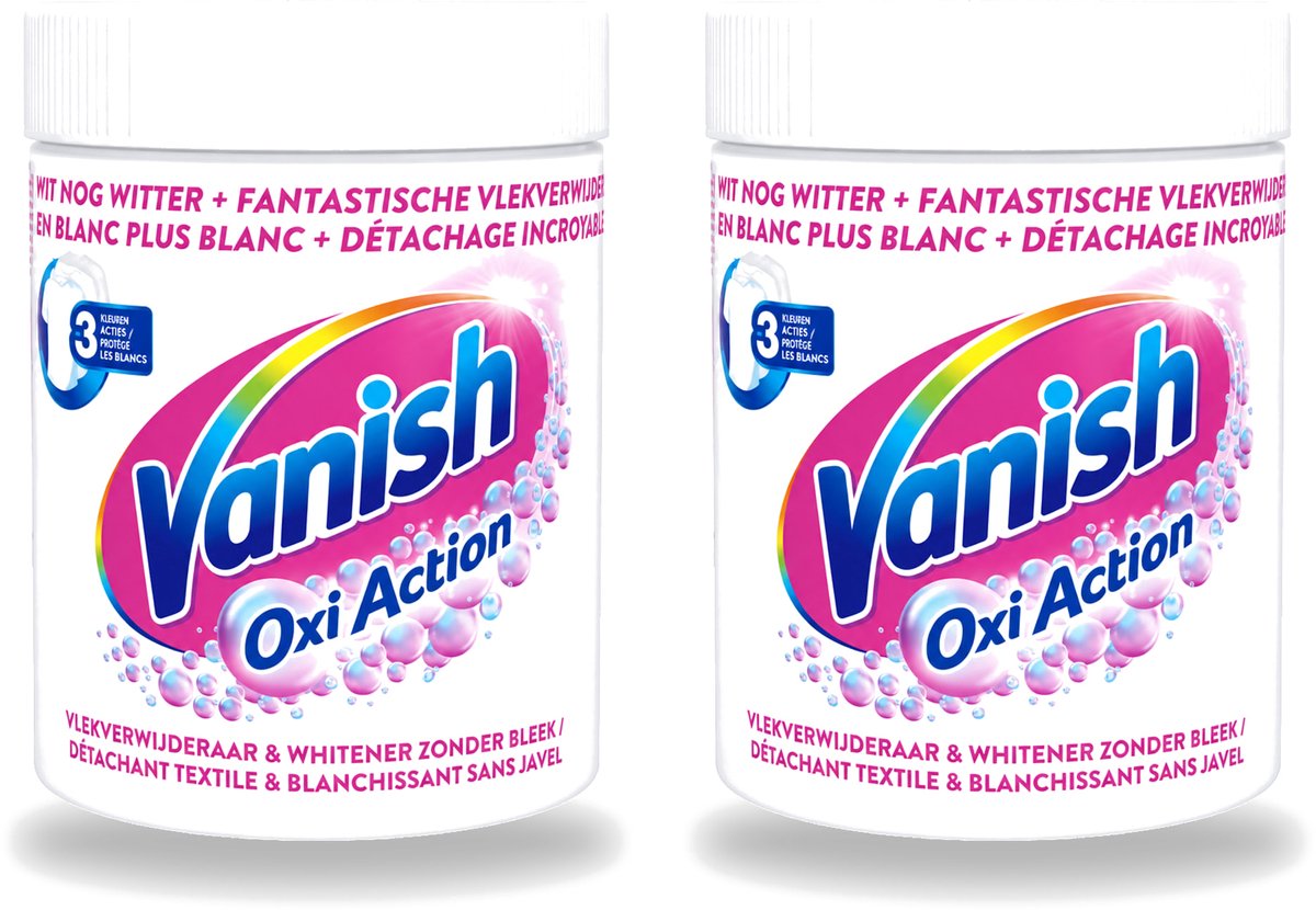 2 x Vanish Oxi Action - Vlekkenverwijderaar Poeder - Zonder Bleek - Witte Was - 550 Gram - Voordeelverpakking - 2 stuks