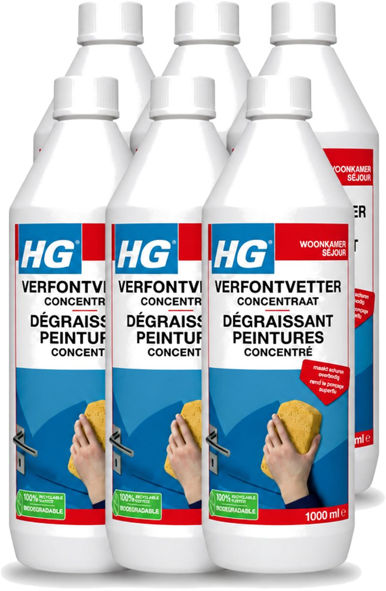 6 x HG - Verf Ontvetter Concentraat - Krachtige Ontvetter - 1L - Voordeelverpakking - 6 stuks