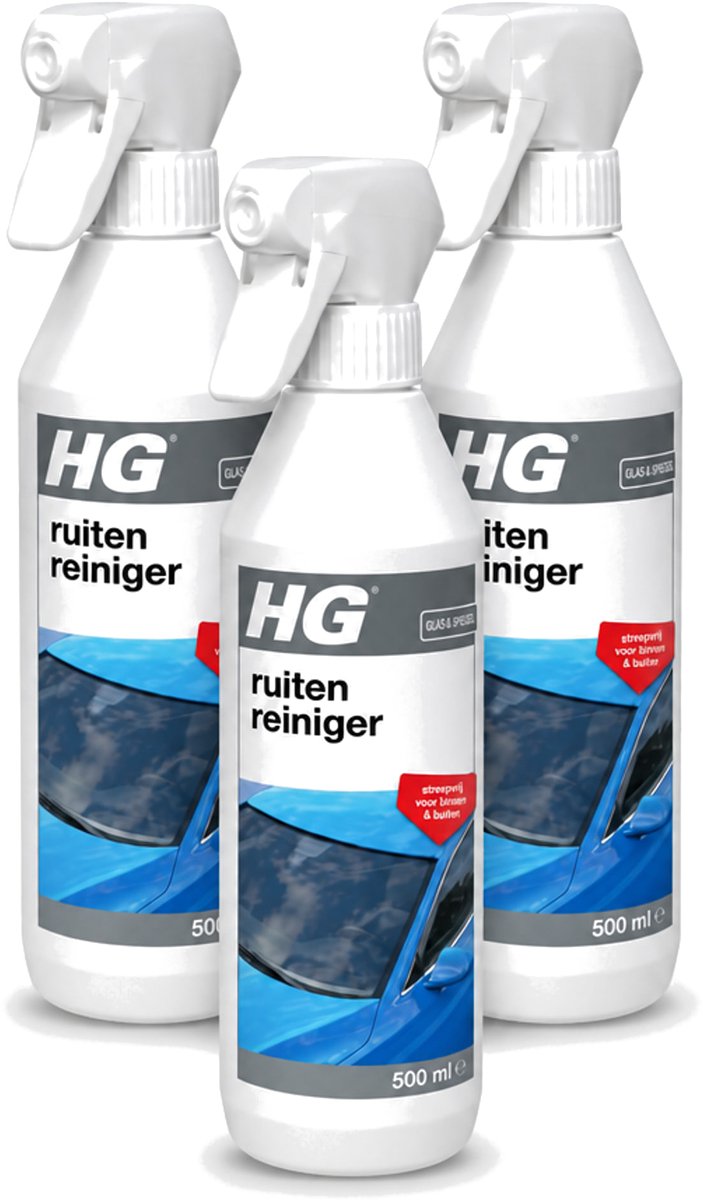 3 x HG - Ruitenreiniger - Streepvrij Voor Binnen & Buiten - 500 ml - Voordeelverpakking - 3 stuks