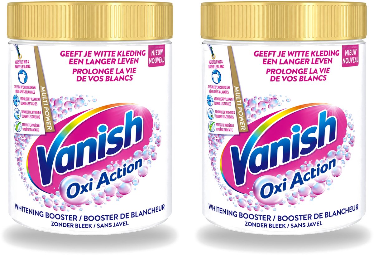 2 x Vanish Oxi Action - Vlekkenverwijderaar - Wasbooster - Zonder Bleek - Witte Was - 1 Kg - Voordeelverpakking - 2 stuks