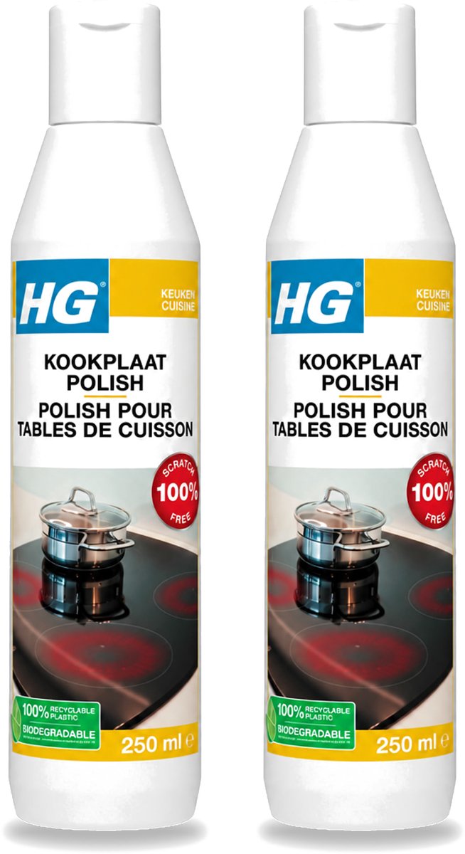 2 x HG - Kookplaatreiniger Polish - Verwijdert Veilig & Effectief Vuil - Beschermende Glans - 250 ml - Bulkverpakking - 2 stuks