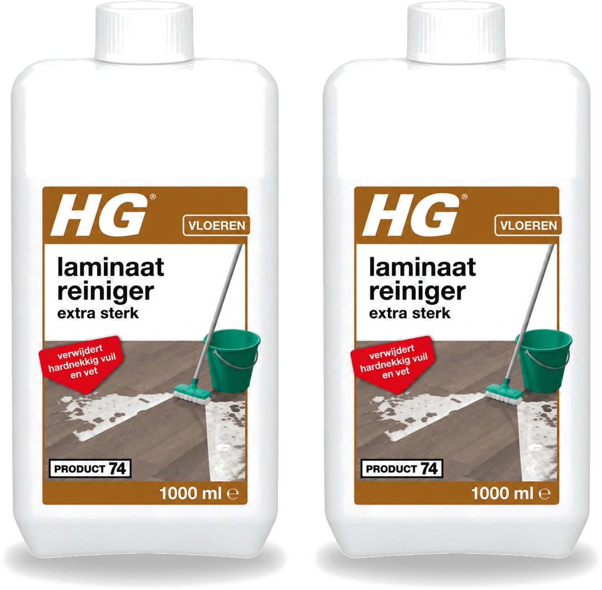 2 x HG - Laminaat, Vinyl & PVC Reiniger - Extra Sterk - Verwijdert Hardnekkig Vuil & Vet - 1L - Voordeelverpakking - 2 stuks