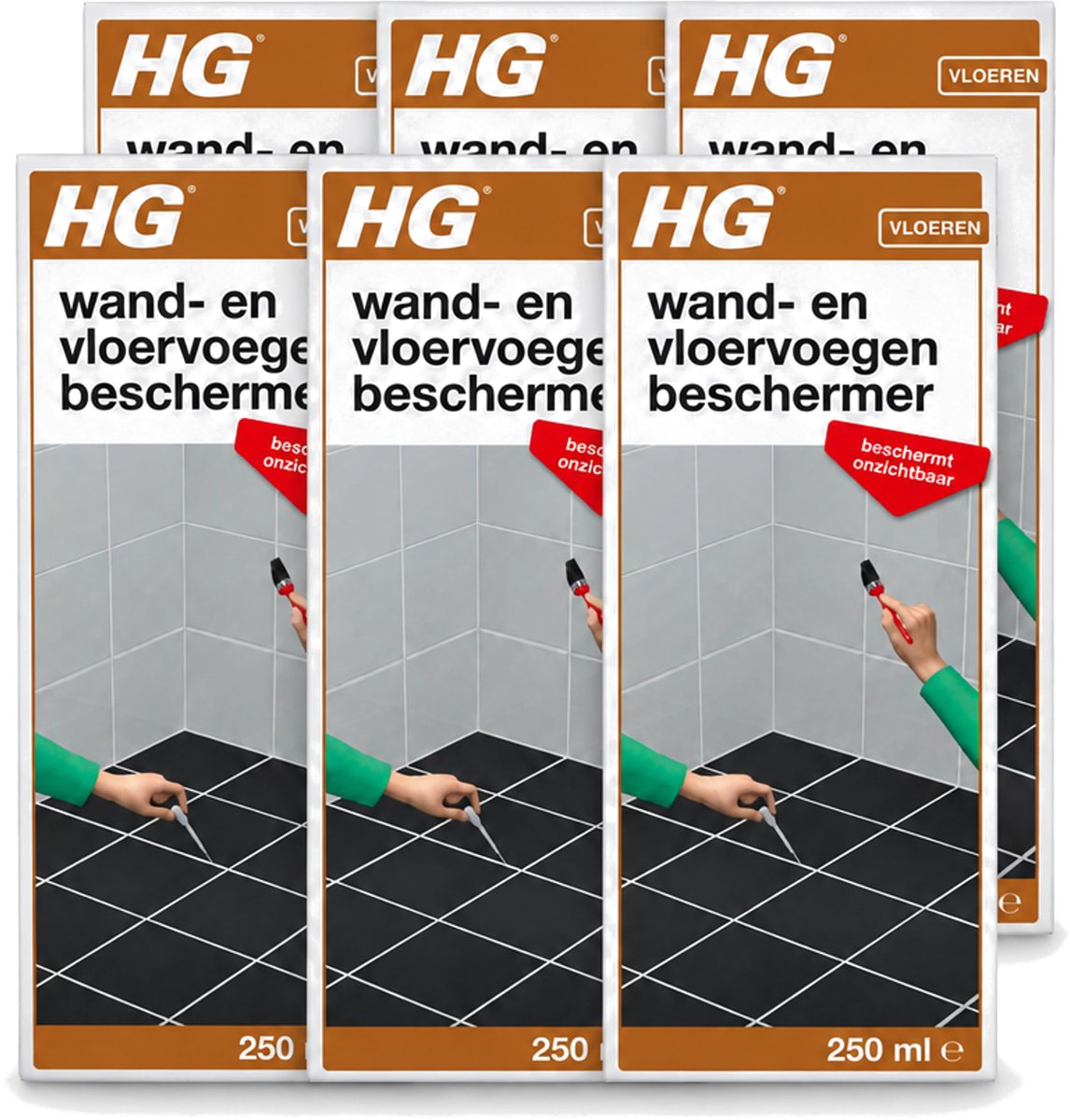 6 x HG - Vloeren - Wand & Vloervoegen Beschermer - Beschermt Onzichtbaar - 250 ml - Voordeelverpakking - 6 stuks