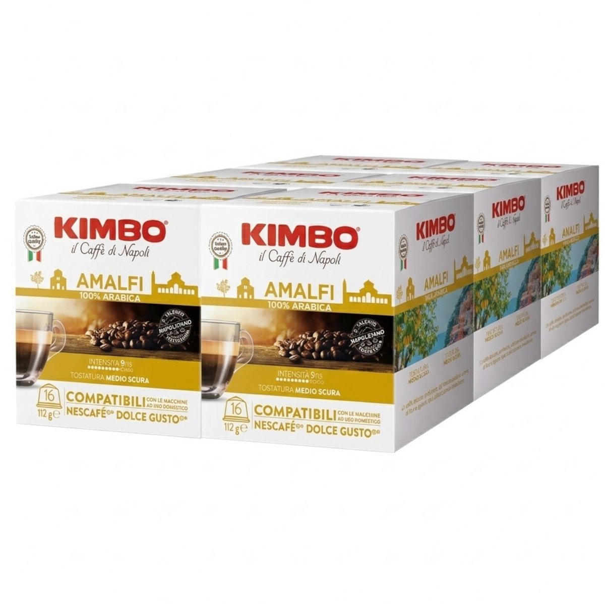 Kimbo il Caffe di Napoli Amalfi - Multipack - 96 (6x16) Koffiecups Compatibel met Nescafe Dolce Gusto