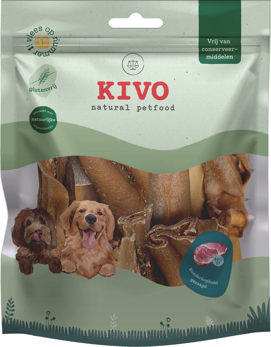 Kivo Petfood Hondensnack Runderkophuid gezaagd 400 gram - Graanvrij en Glutenvrij