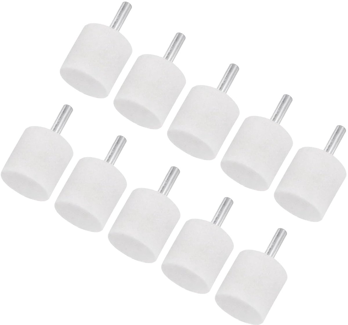 10 stuks slijpschijven van slijpsteen om te slijpen, schacht 1/4 inch (6 mm) bits van oxide, diameter 30 mm, korrelcilinder [wit]