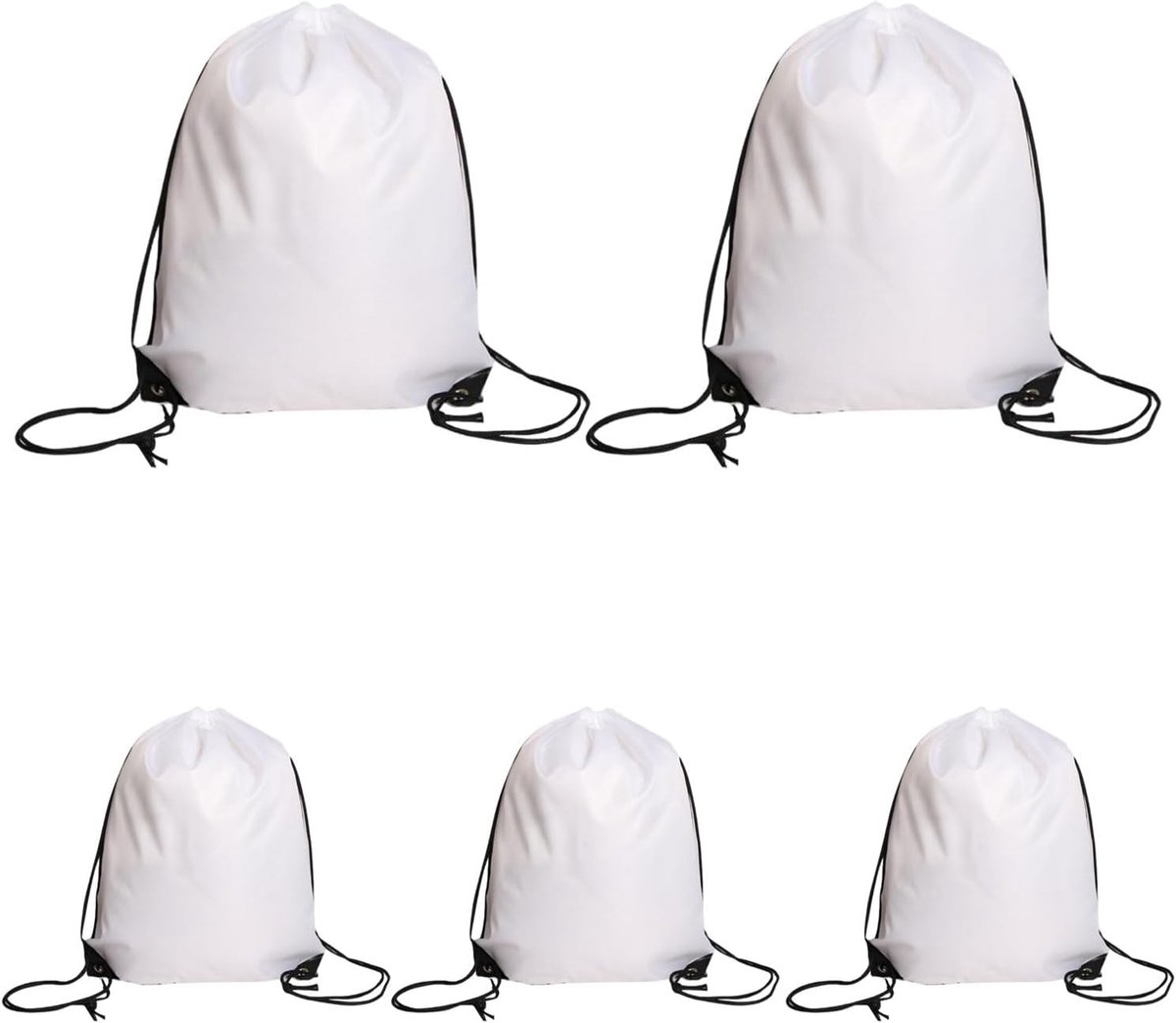 Rugzak met trekkoord, 5 stuks, 34 cm x 43 cm, voor reizen, outdoorsport, tekenen, Wit, 34 cm x 43 cm x 20 cm, Casual
