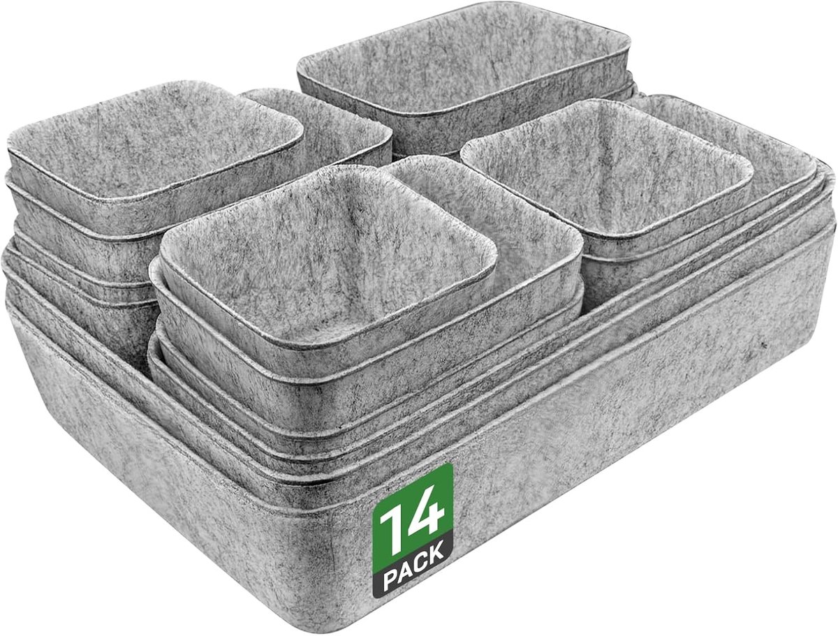 14-delige lade-organizer van vilt voor 80 cm MALM commode grijs