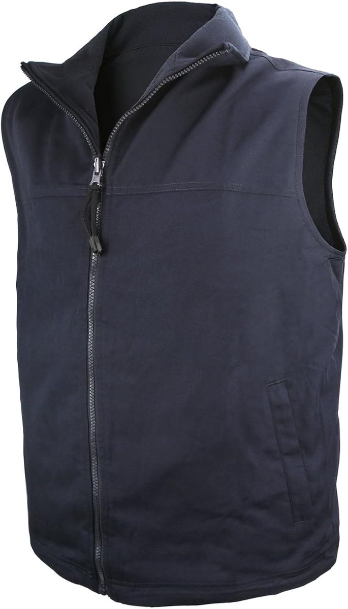 Fleece casual vest buitenkleding opstaande kraag mouwloos jack met zakken ritssluiting fleece vest voor wandelen reizen golf hardlopen, Donkerblauw, L