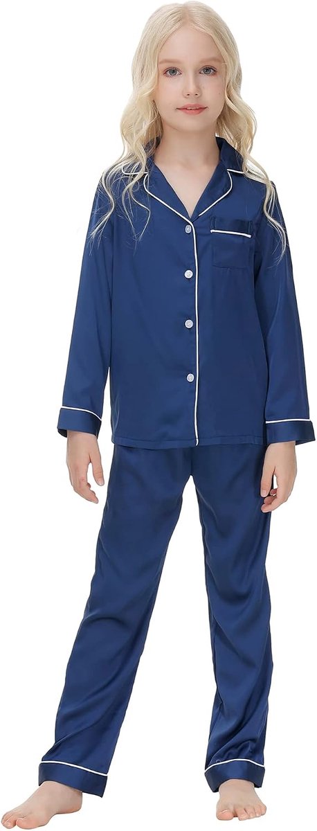 Peuter Baby Meisje Jongen Satijnen Pyjama Set Lange Mouwen Button-Down Tops Pyjama Shirt + Lange Broek Bodems Broek Nachtkleding Outfits