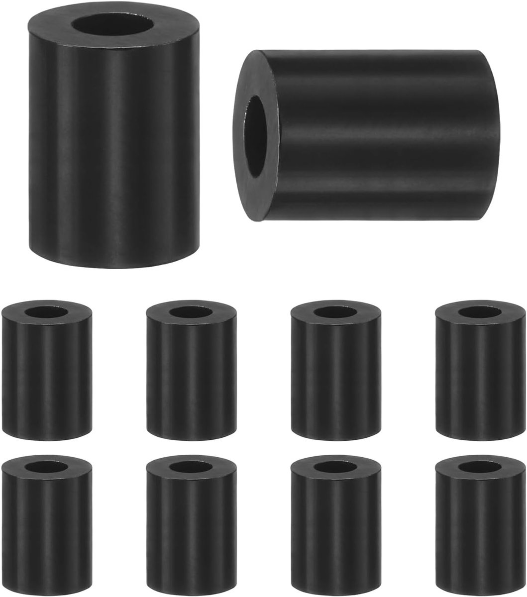 Set van 100 nylon ringen, 3,2 mm ID 7 mm OD 9 mm lengte ronde plastic afstandhouder afstandhouder niet-schroefdraad voor M3 schroeven/bouten/stopcontact/schakelaarhouder [zwart]