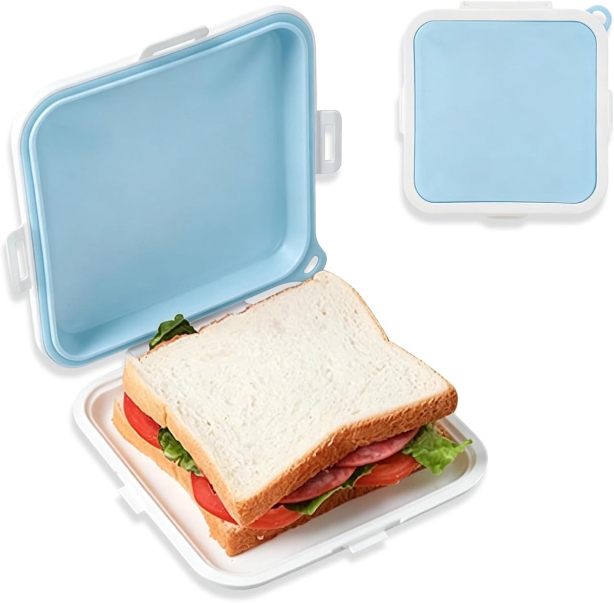 Herbruikbare plastic sandwichbox Snackcontainers Lunchbox voor kinderen voor fruit, salade, snacks(Blauw)
