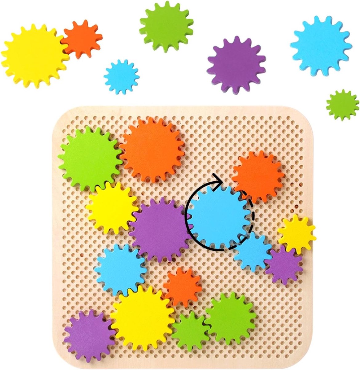 Speelgoed 2 3 4 5, Spellen Jaar, Motorisch Spel met Gekleurde Tandwielen, Speelgoed Jaar, Houten Tandwielen, Tandwielpuzzel, Cadeau 2 3 4 5 Jongens Meisjes