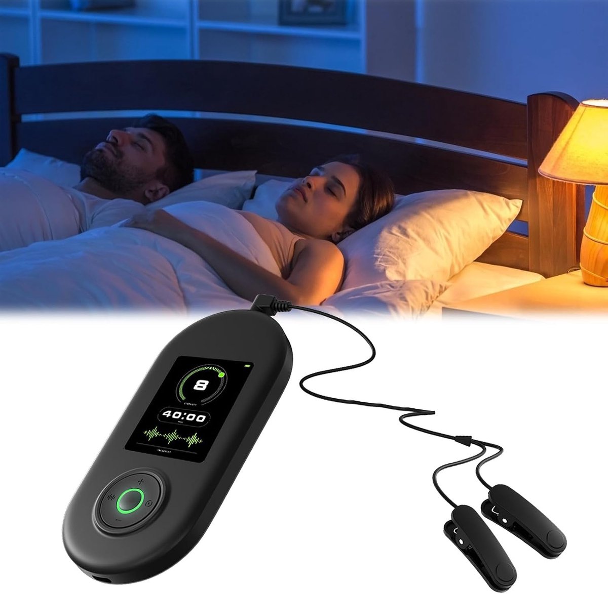Slaaphulpapparaat, apparaat voor vagus-zenuwstimulatie met oorclips, 3 modi en 9 niveaus, slaaphulpapparaat, vermindert angst, verlicht vermoeidheid