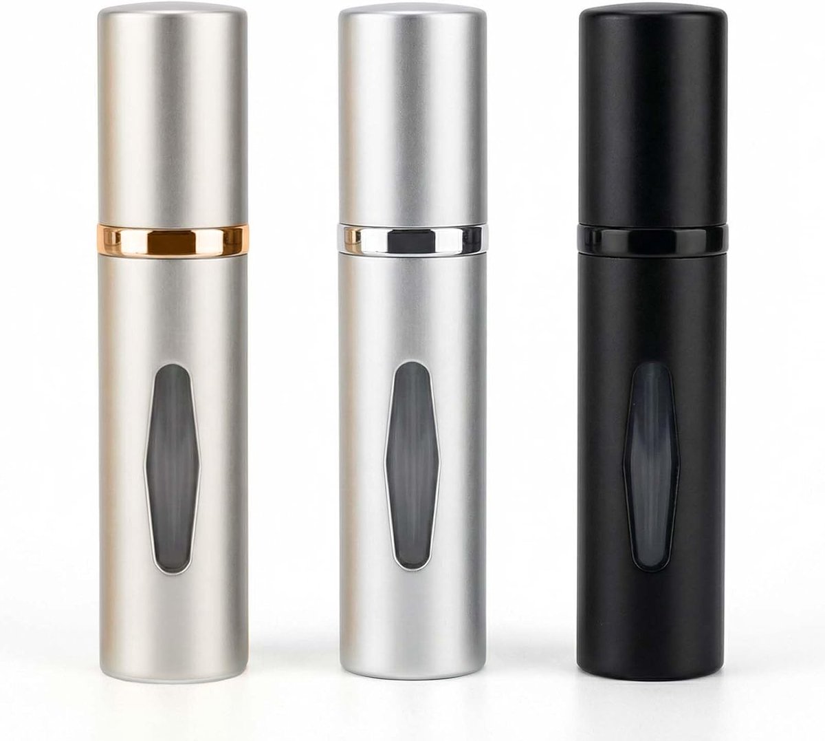 Parfumverstuiver, 3 stuks, 5 ml, navulbaar, leeg, reisparfumverstuiver, parfumverstuiver met kijkvenster, vultechniek zonder trechter, voor wandelingen, reizen en uitgaan