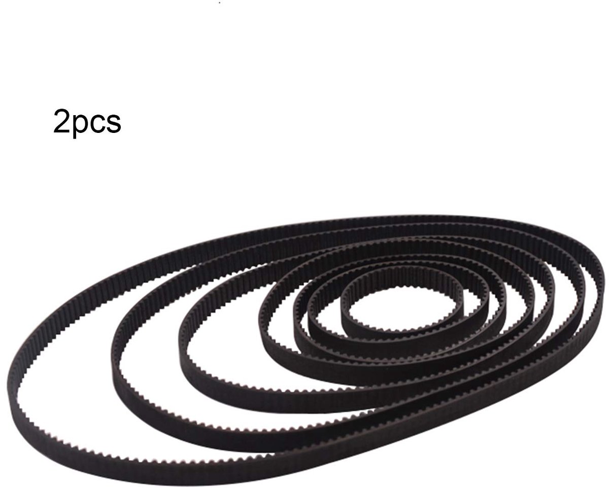 2 stuks GT2 gesloten tandriemen, 6 mm breed, tandriemen met gesloten lus van rubber; 110 112 158 200 280 300 400 752 852 mm en voor 6 mm breedte (112 mm)