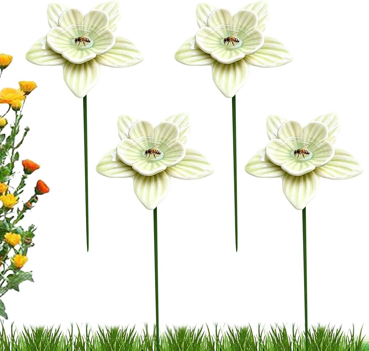 Bijendrinkbak Voor In De Tuin 4-Delige Set Van Keramische Bloemvormige