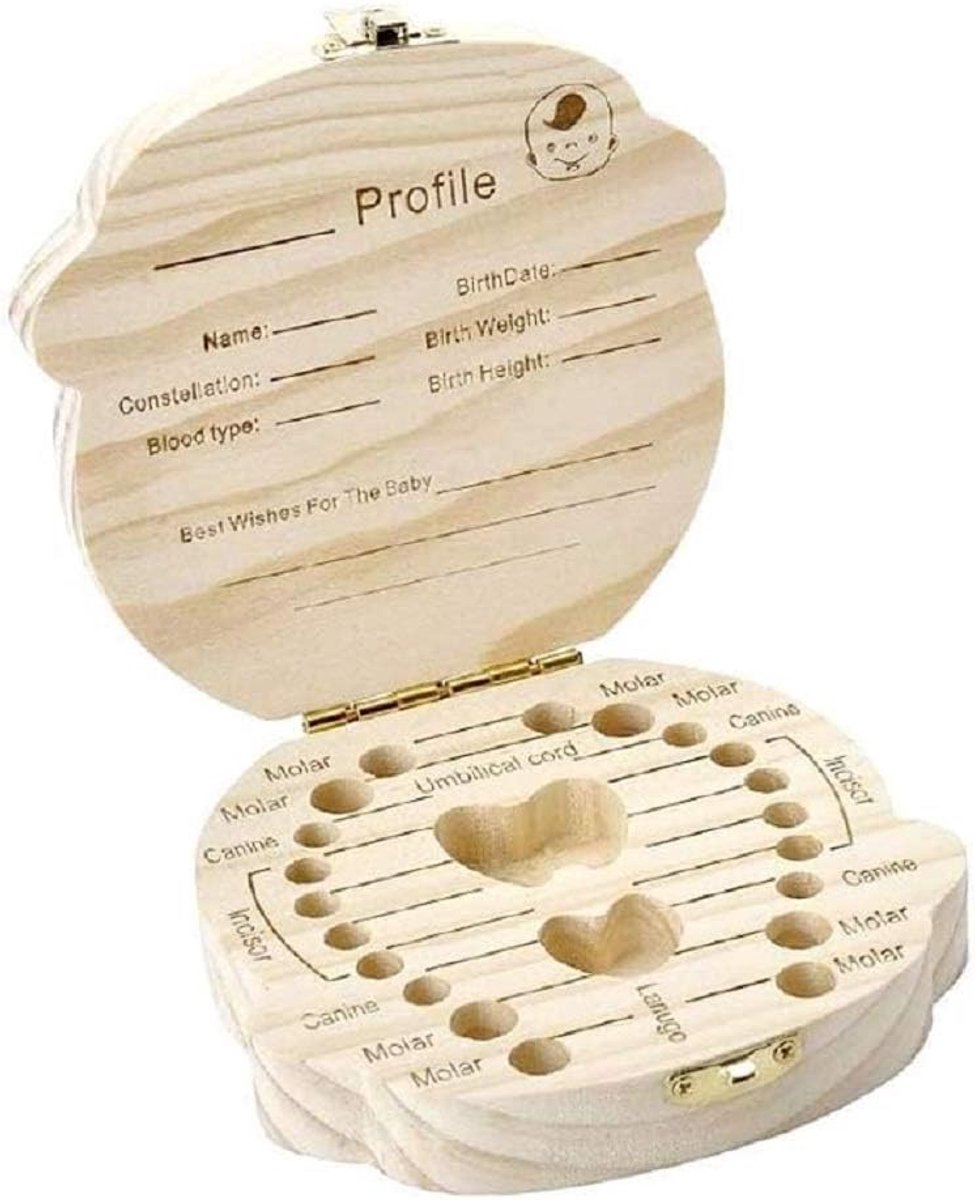 Tandenborstelbeker - baby - doos van hout - belettering - kleurenfoto's - cadeau-idee voor Kerstmis en verjaardag