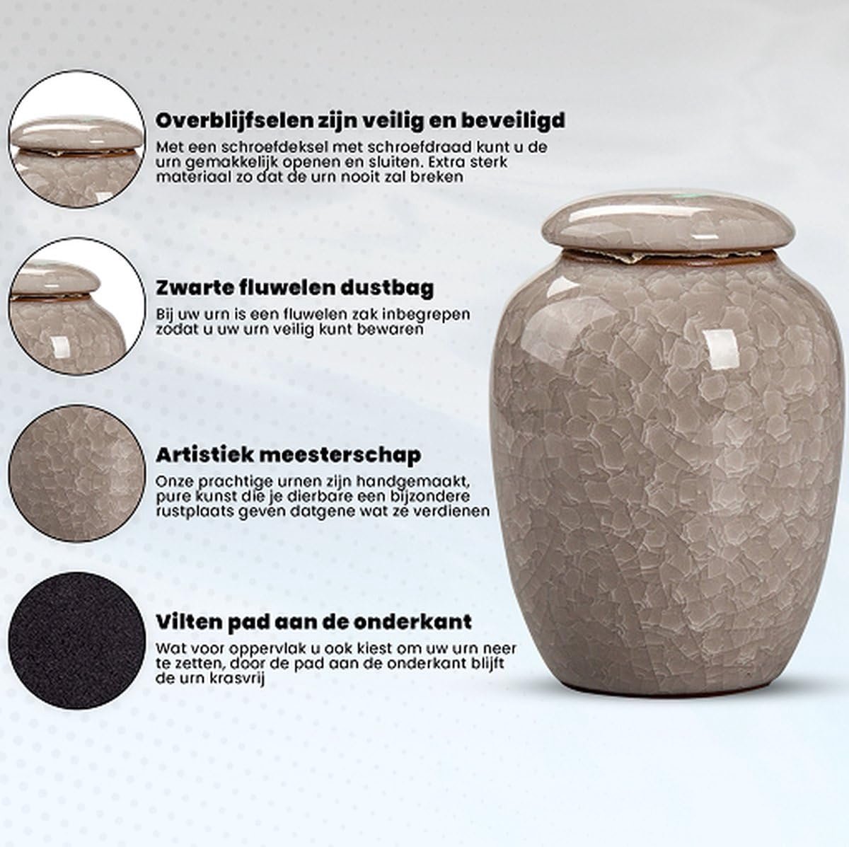Begrafenis Urn 200 ML - Miniatuur Voor As - Keramiek - Kristal Roze - Hoogte 12 cm