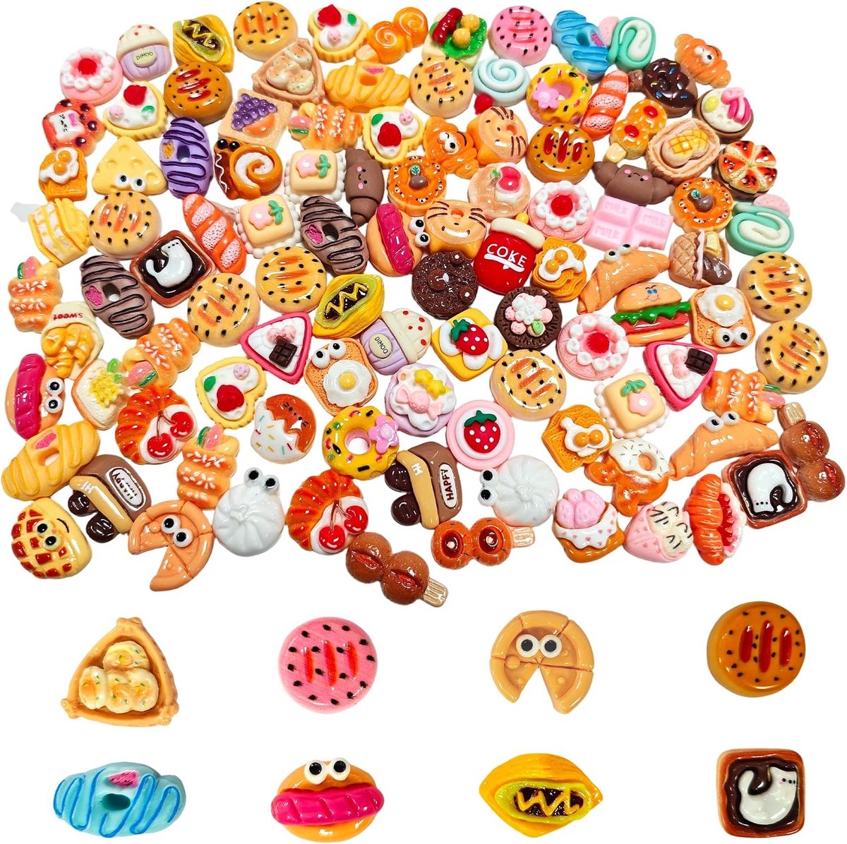 100-delige set met miniatuuraccessoires, levensmiddelen en dranken voor poppenhuis, keuken, miniatuur eten, miniatuurhuisdecoratie op schaal voor tafelscène en café ontwerp