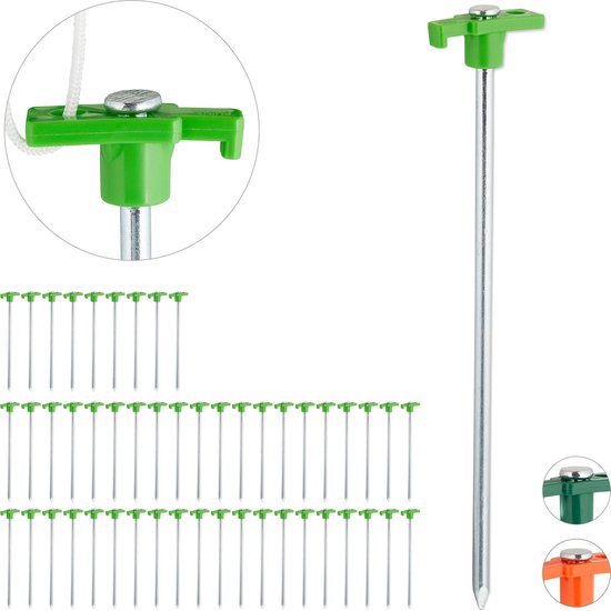 Relaxdays 50x grondpen lichtgroen - rotspen - tentharingen - rotsharing - grondanker van Relaxdays — afbeelding 5