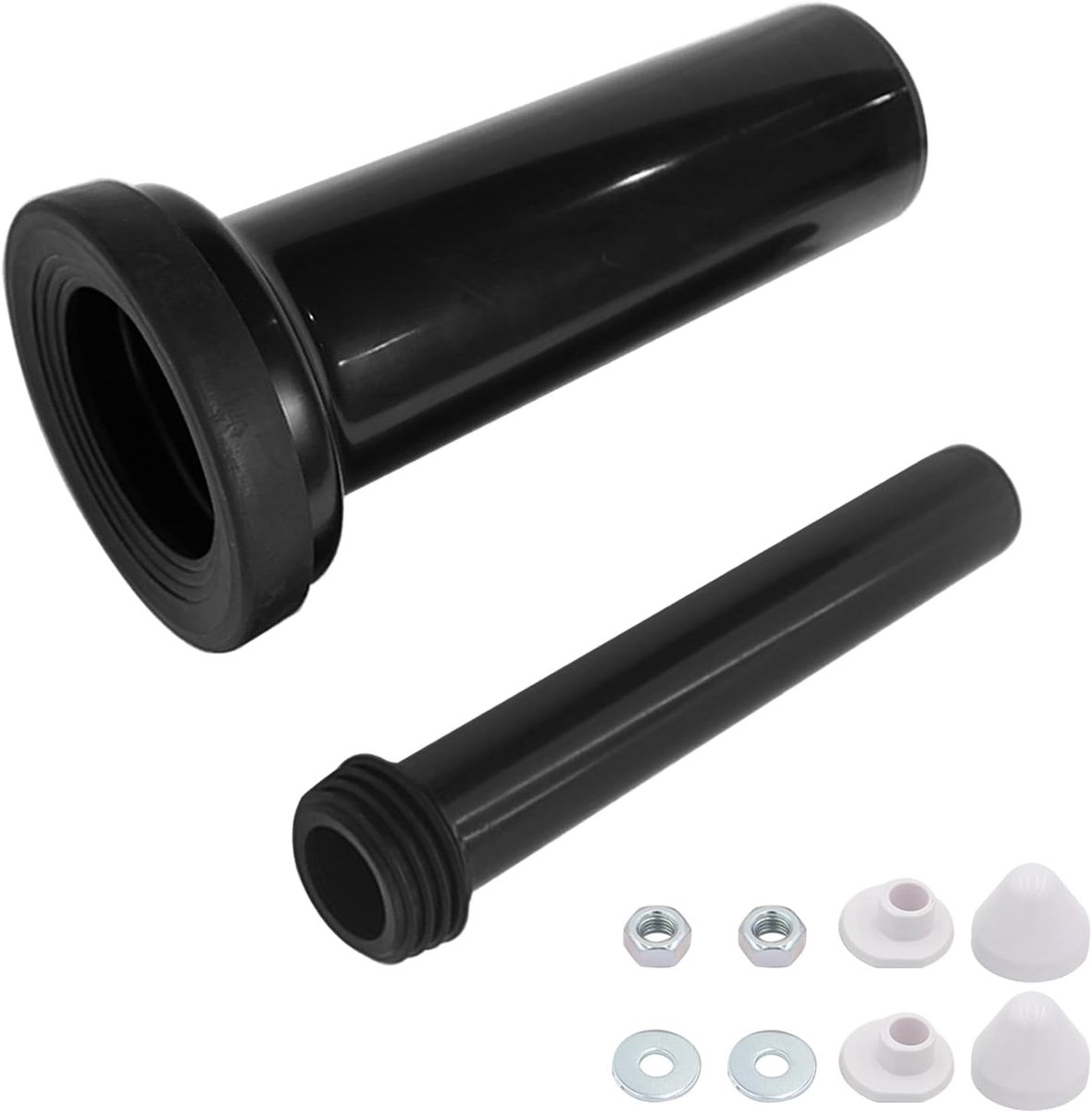 Aansluitgarnituur voor wandtoilet, 300 mm wc-aansluitset, afdichting, afvoer, aansluitbuis, afvoerpijp met doppen (spoelbuis + afvoerpijp + doppen, 300 mm)