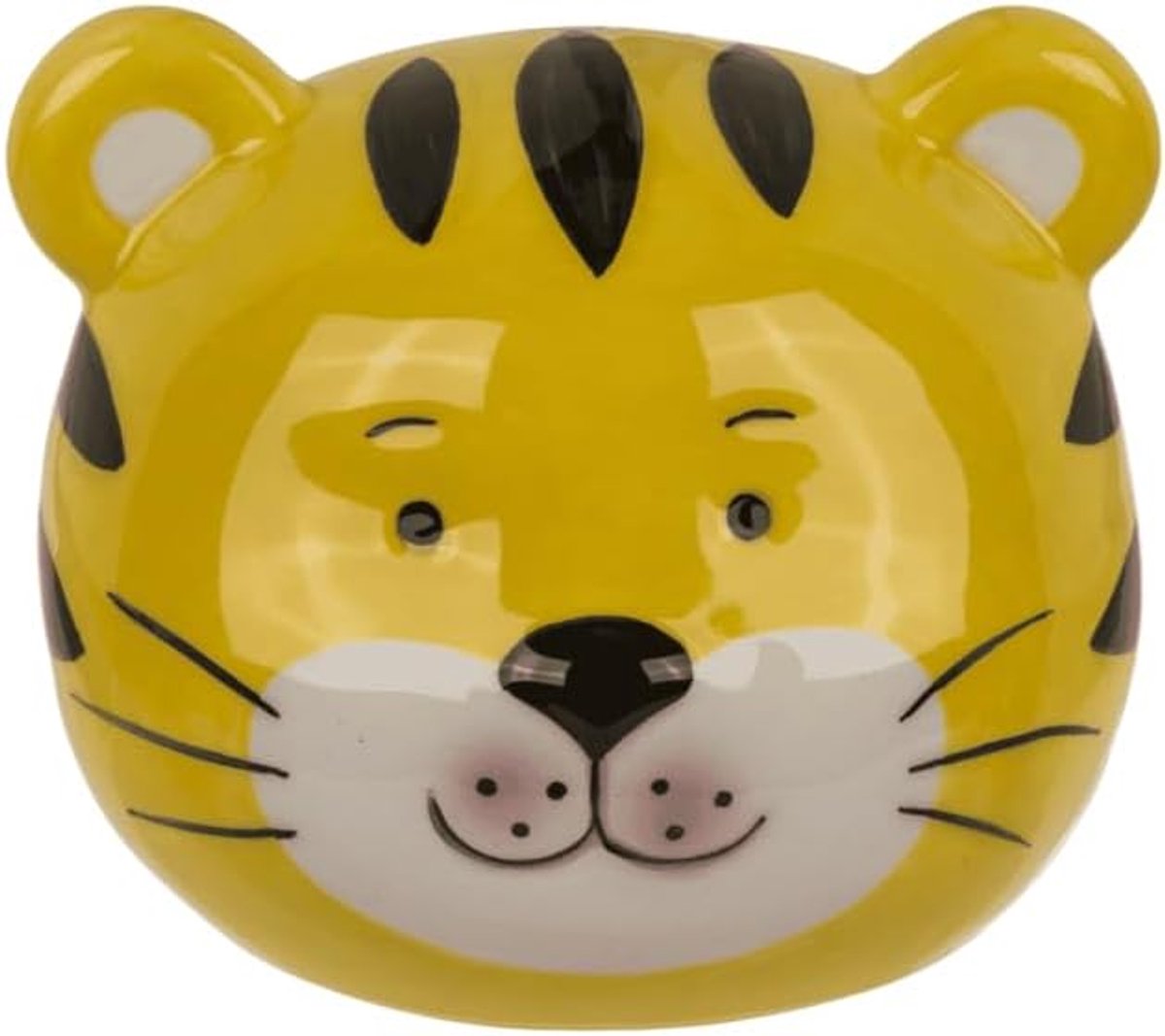 Spaarpot van keramiek met diermotieven, 10 x 8 x 7 cm, karaktercollectie leeuw, tijger, beer, kat, hond, koala, met deksel (Tigre)