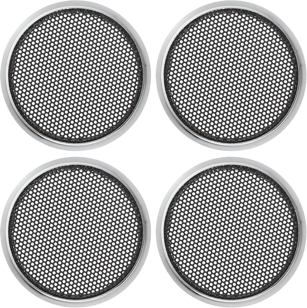 1.5 Inch Car Speaker Grills Cover Mesh Round Silver Tone - 4 Pcs
