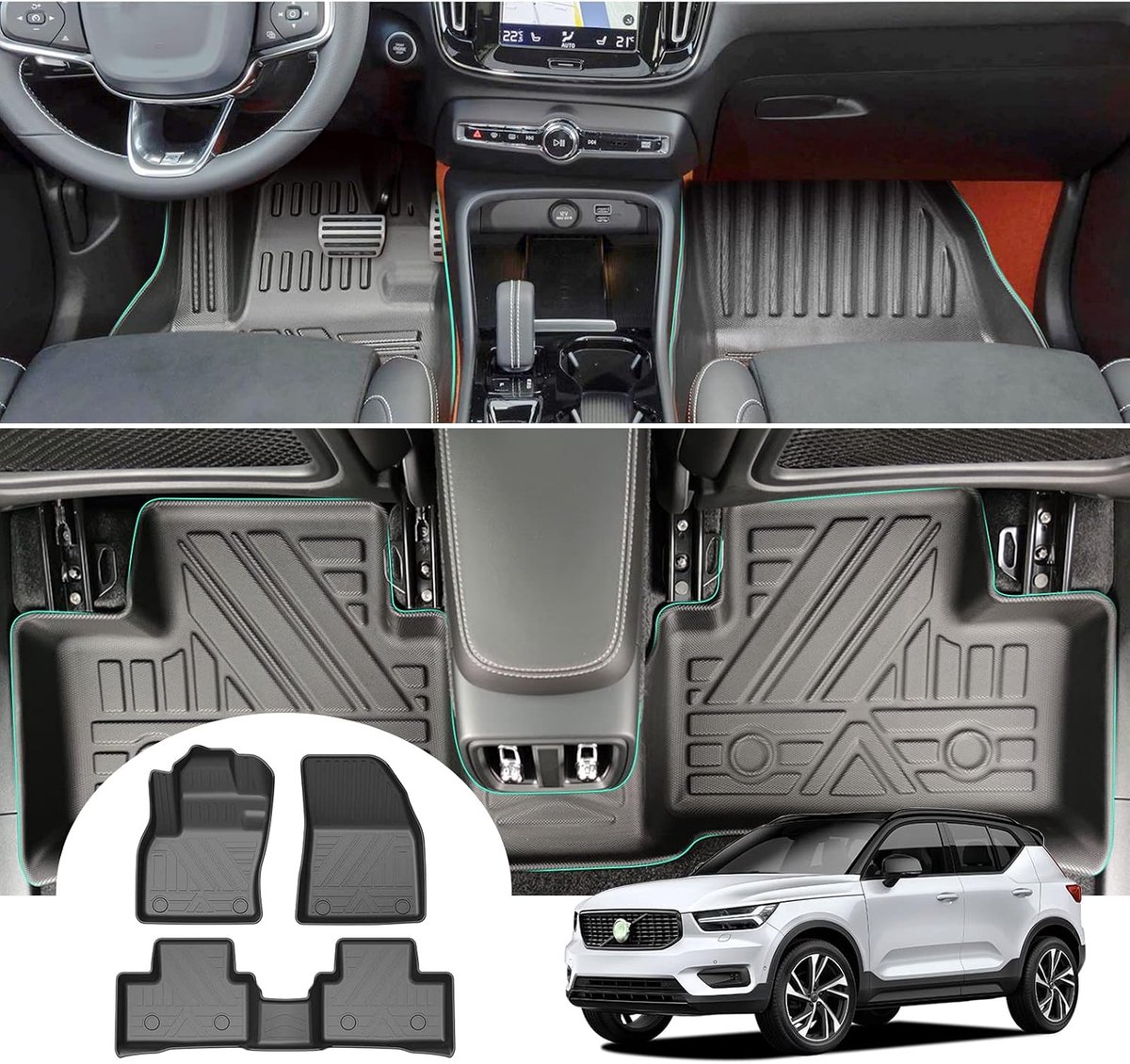 Vloermatten XC40 2018-2025 - Rubbermatten - Hoge rand - Bescherming in alle weersomstandigheden - ShopVlot