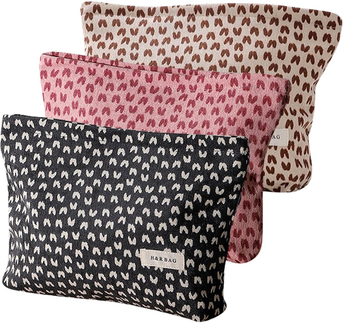 Toilettas set van 3 - linnen make-uptas - ritsluiting - ideaal voor op reis - ShopVlot