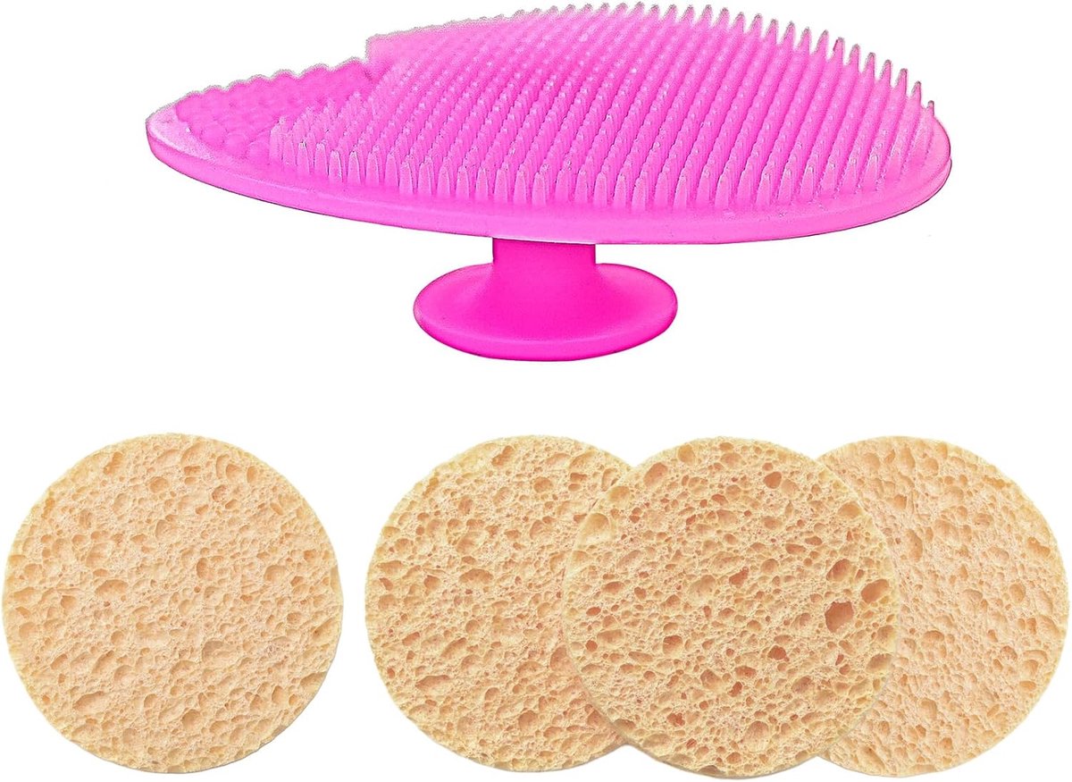 SnelShoppen - Gezichtsreinigingsset met Zachte Huidborstel voor Blackhead Pore Cleaner, Herbruikbare Natuurlijke Makeup Verwijder Pads en Siliconen Ge