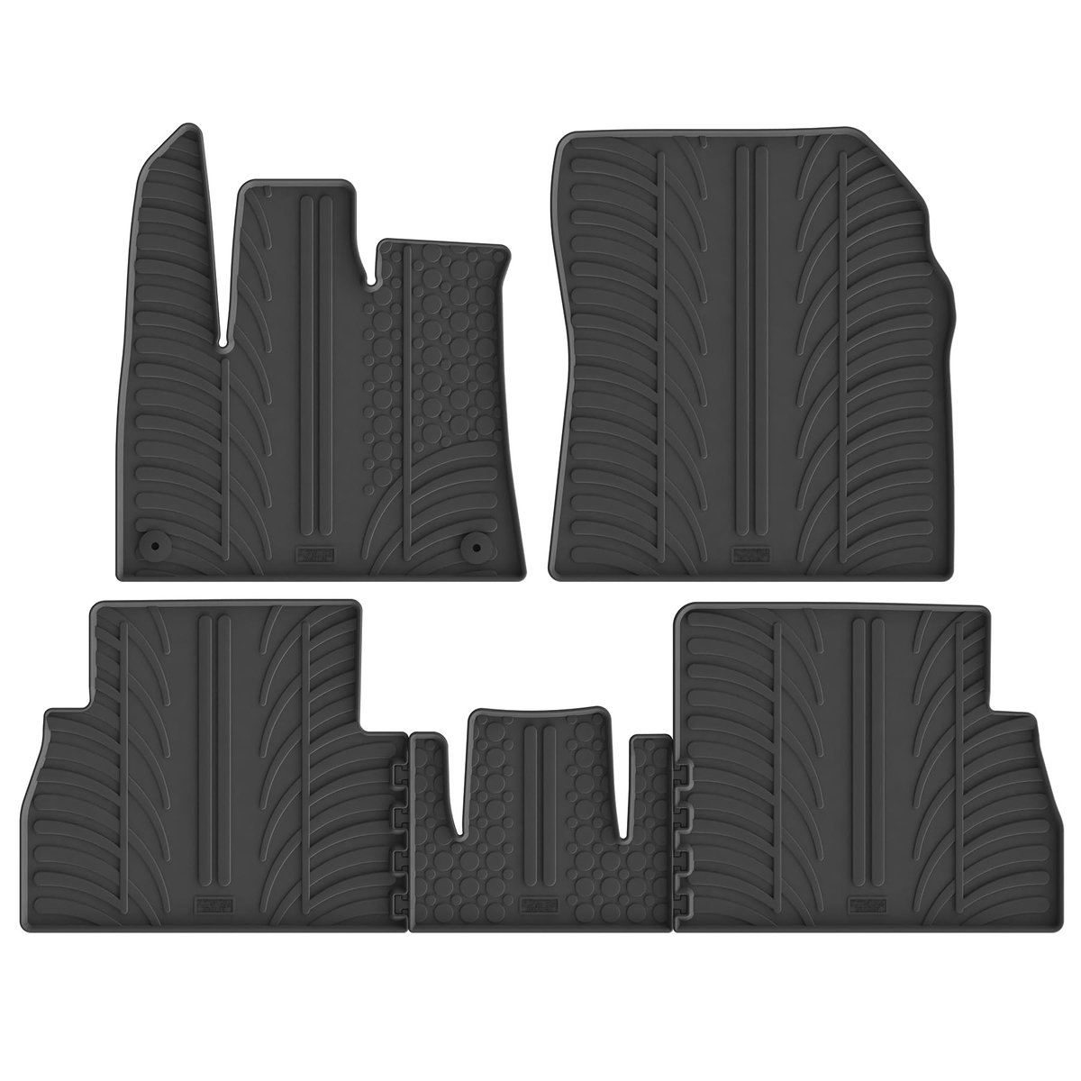 SnelShoppen - Rubbermatten voor Citroën Berlingo Multispace, Opel Combo Tour en Peugeot Rifter 9/2018-9/2019 - 5-delig T Profil met ronde montageclips