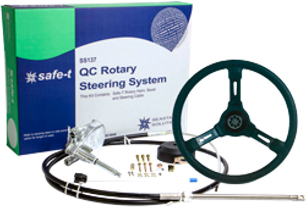 SeaStar Safe-T "QC" Stuursysteem met kabel 11' (3.35m) + Riviera stuur zwart