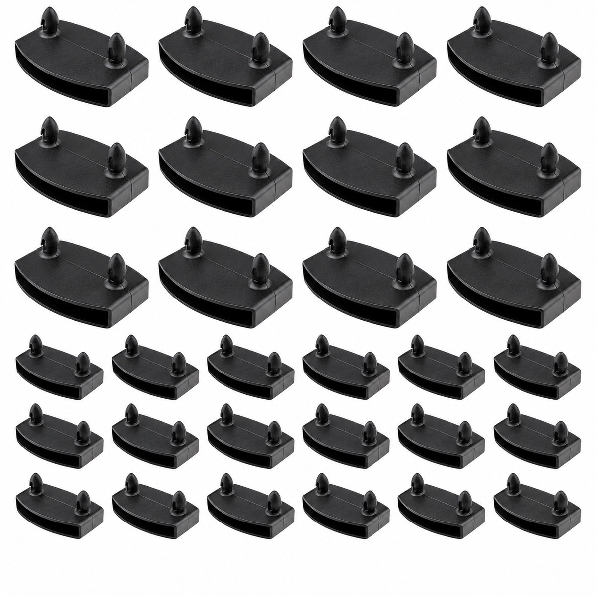 Consumerce® Lattenbodemhouders - Binnenmaat 55 x 9 mm - 36 Stuks - Lattenhouders voor Bedlatten - Lattenbodem Onderdelen & Bevestiging - Eindkappen, Kappen en Doppen - 24 Kopstukken + 12 Middelstukken - Kunststof - Zwart