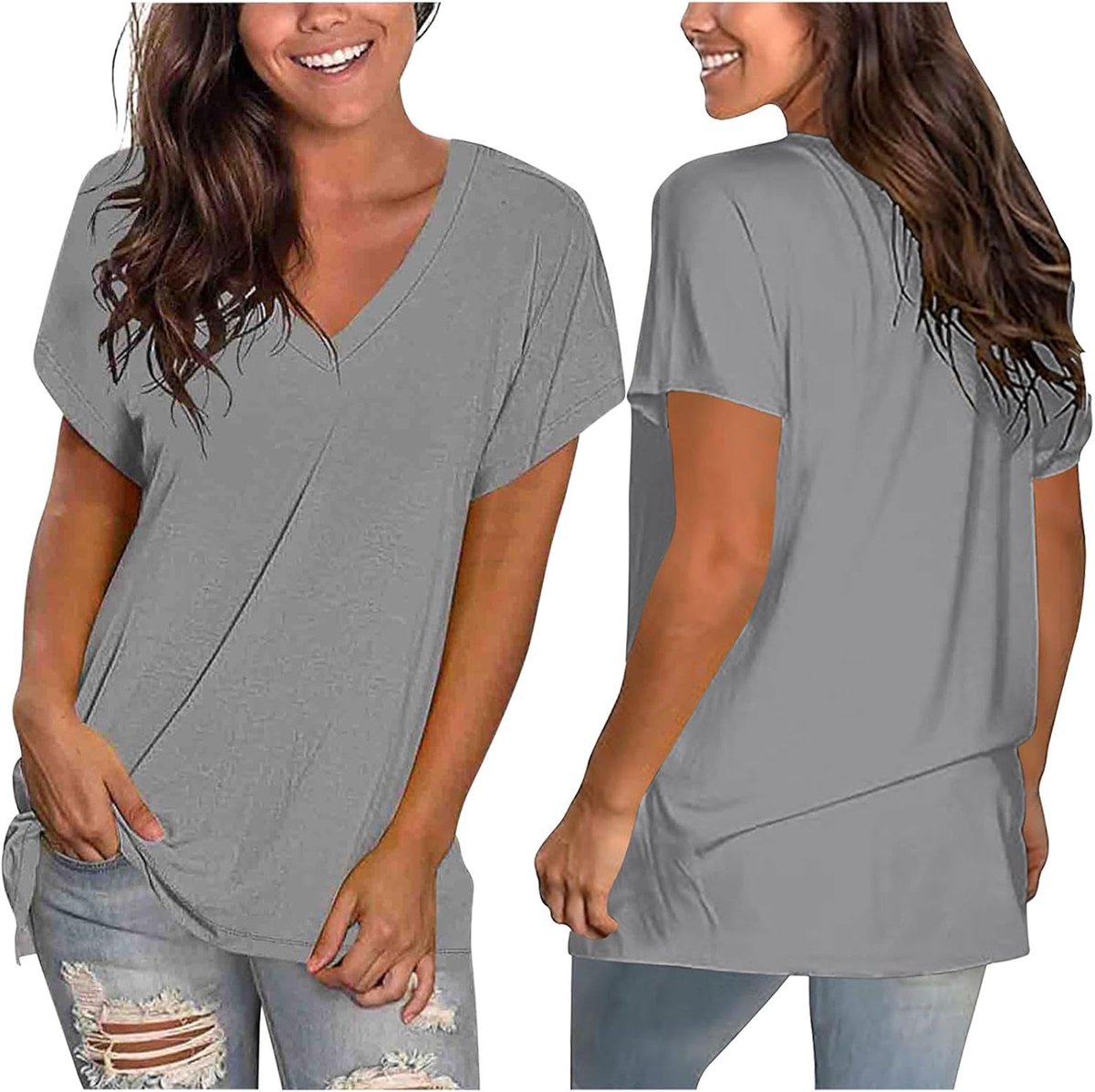 Gepersonaliseerd T-shirt met V-hals, korte mouwen en opdruk