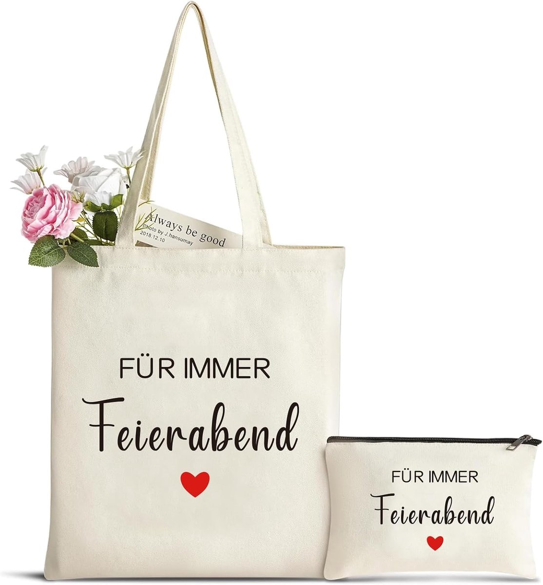 Canvas tas met make-up tas, cadeau voor gepensioneerden