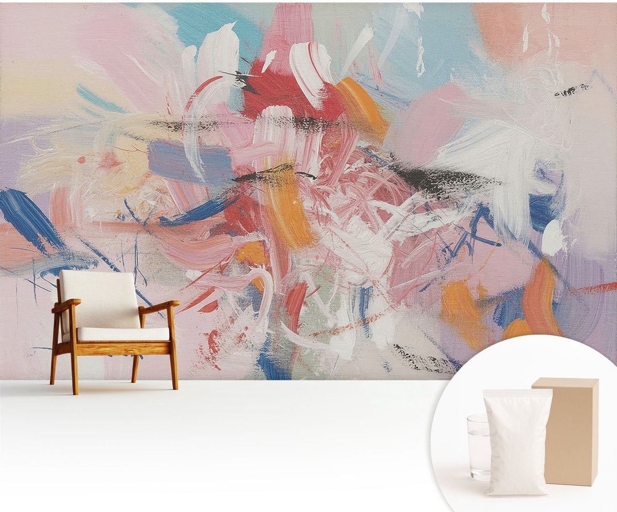 Wallfluent Fotobehang - Roze Vliesbehang - 416x254 cm - Harmonieuze Abstractie Muurschildering - Slaapkamer behang Abstractie - Fotobehang Vlies - Slaapkamer behang