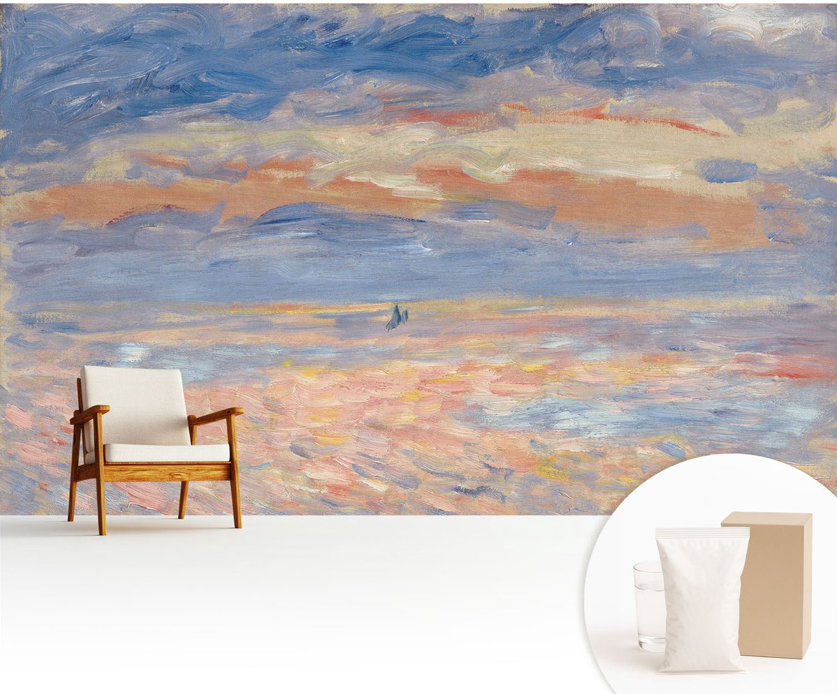 Wallfluent Fotobehang - Blauw Vliesbehang - 416x254 cm - Zeegezicht Muurschildering - Slaapkamer behang Landschappen - Fotobehang Vlies - Slaapkamer behang