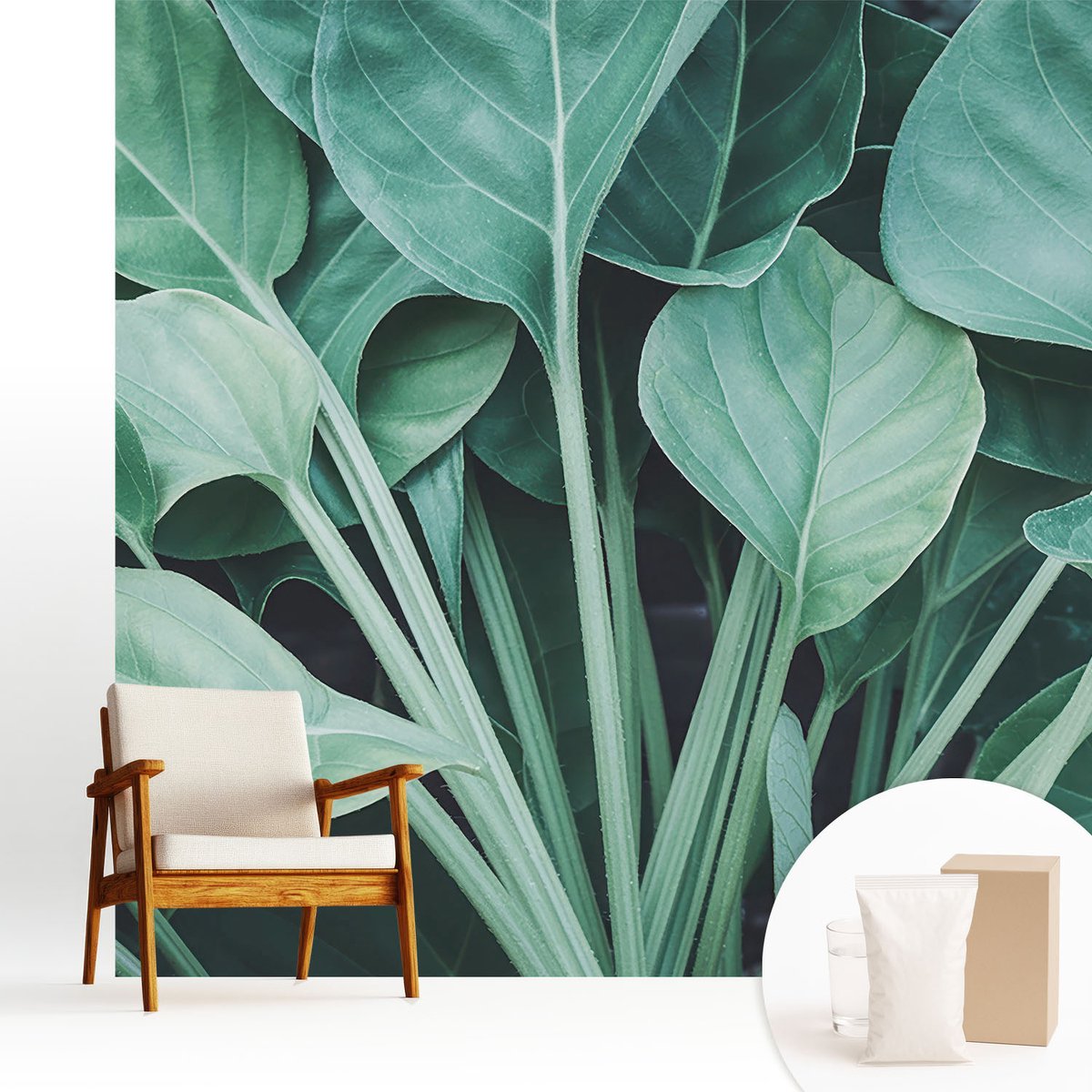 Wallfluent Fotobehang - Groente Vliesbehang - 250x250 cm - Groene Natuur Fotobehang Vlies - Hal behang Bloemen En Planten - Muurschildering - Woonkamer behang
