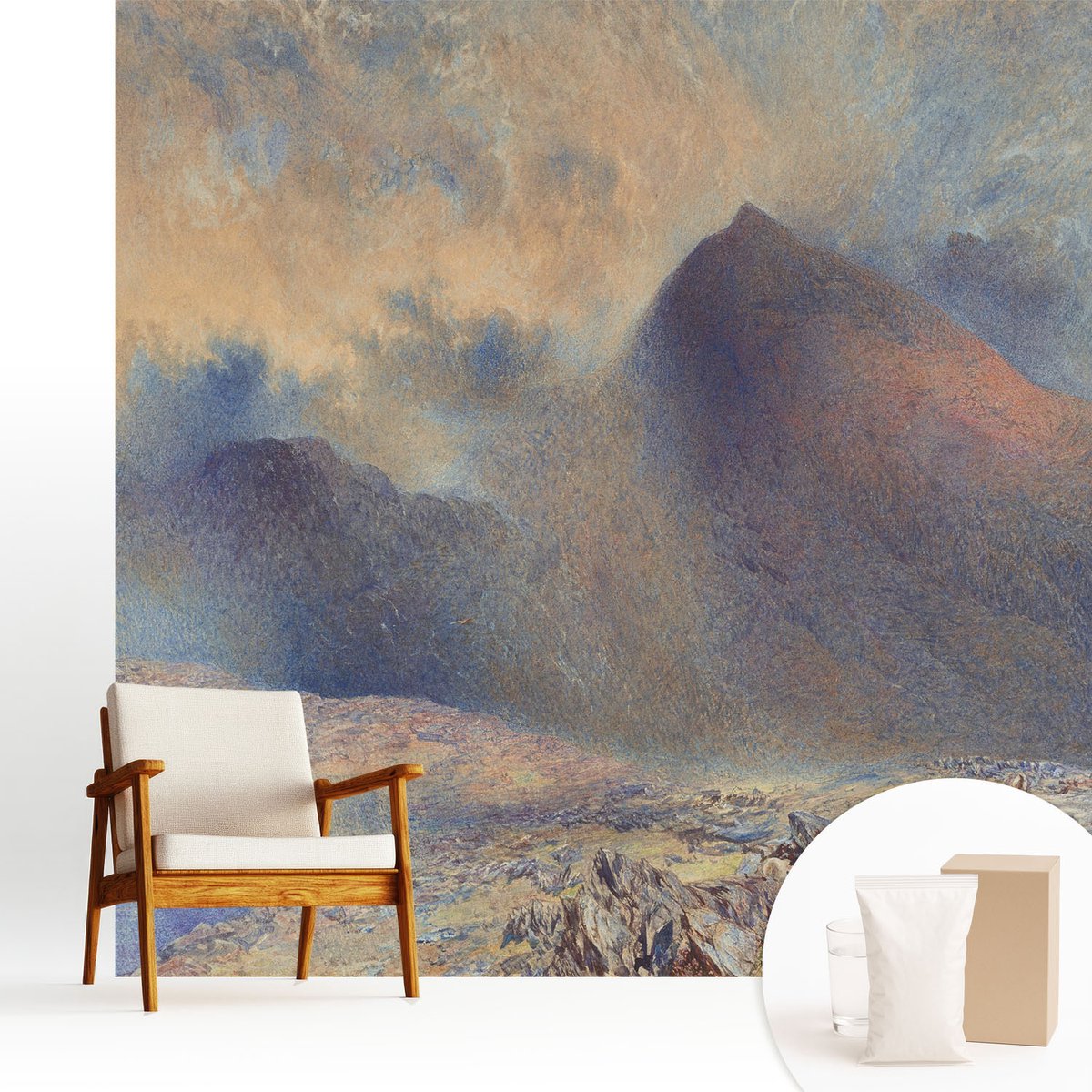 Wallfluent Fotobehang - Zwart Vliesbehang - 250x250 cm - Berglandschap Muurschildering - Gang behang Landschappen - Fotobehang Vlies - Slaapkamer behang