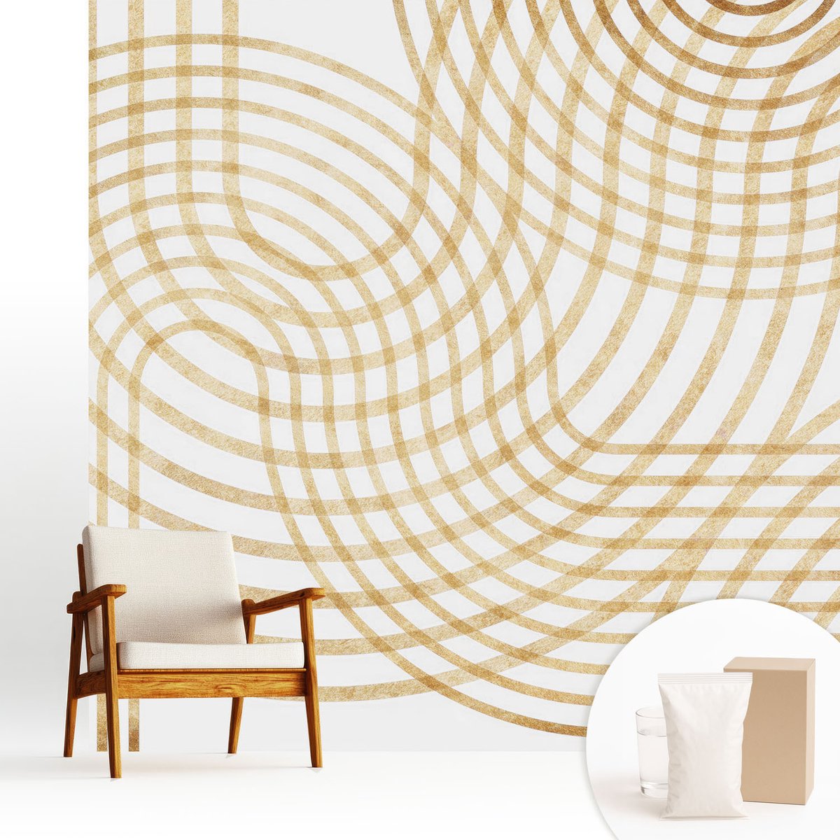 Wallfluent Fotobehang - Wit Vliesbehang - 250x250 cm - Geometrische Weefsels Muurschildering - Gang behang Geometrie - Fotobehang Vlies - Slaapkamer behang
