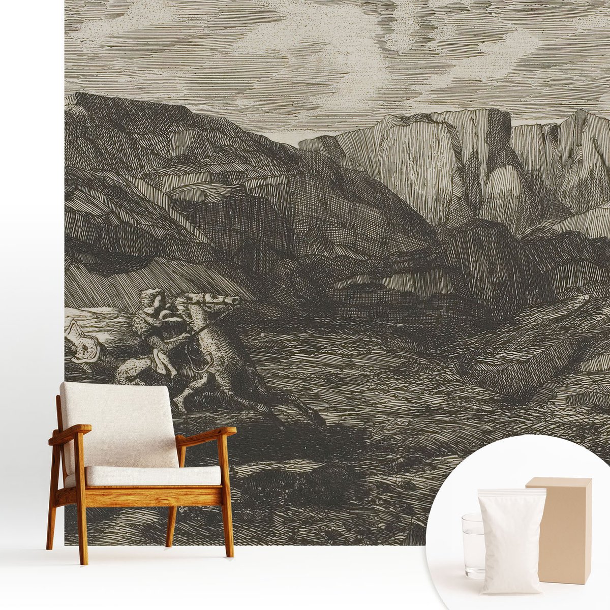 Wallfluent Fotobehang - Bruin Vliesbehang - 250x250 cm - Bergtocht Muurschildering - Gang behang Landschappen - Fotobehang Vlies - Slaapkamer behang