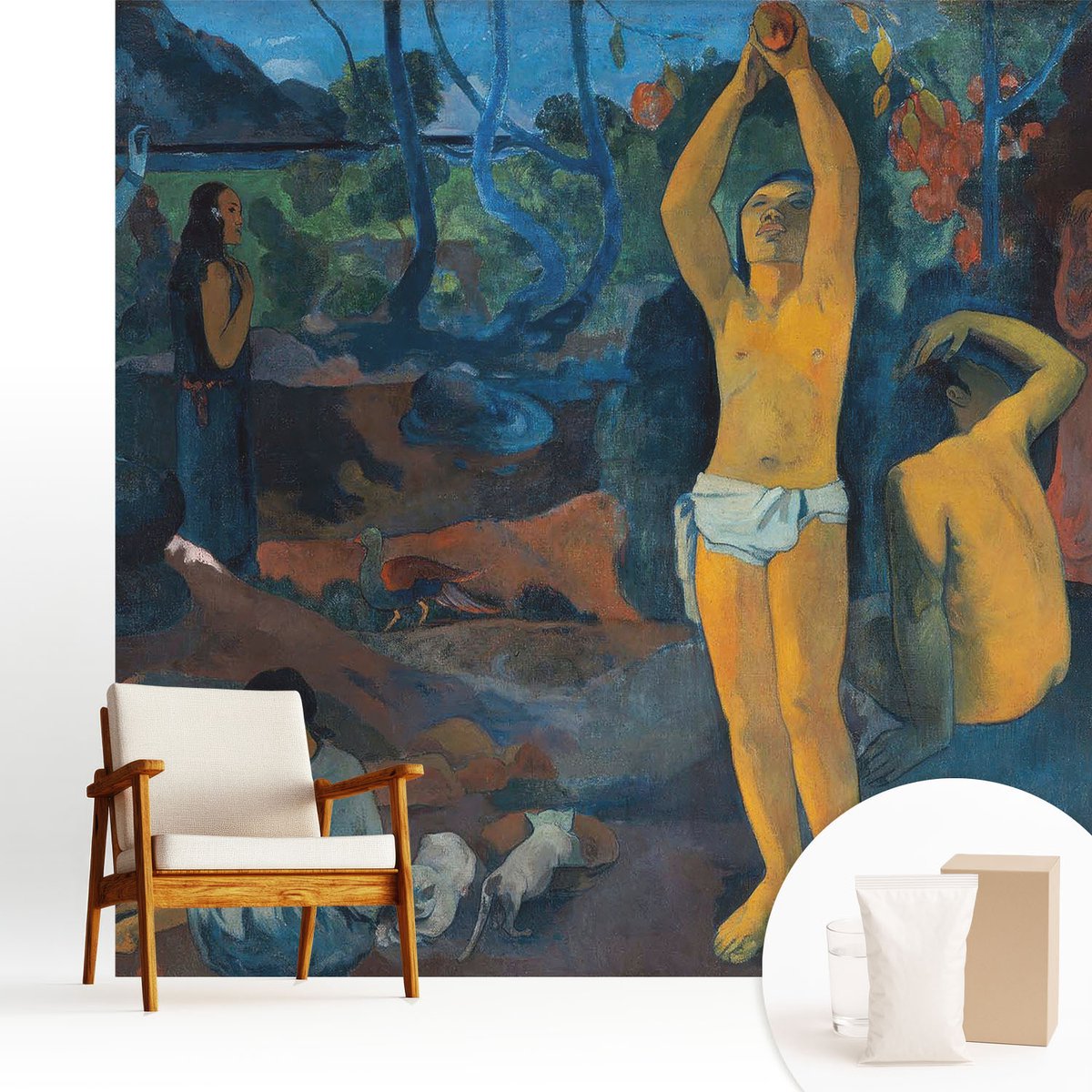 Wallfluent Fotobehang - Blauw Vliesbehang - 250x250 cm - Tropische Harmonie Muurschildering - Gang behang Deel - Fotobehang Vlies - Slaapkamer behang